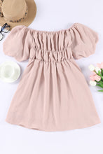 Load image into Gallery viewer, Swing into Style: Flirty Off-Shoulder Smocked Balloon Sleeve Mini Dress (multiple color options)
