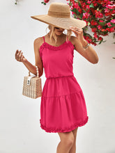 Load image into Gallery viewer, Summertime Soiree Frill Trim Spaghetti Strap Mini Dress (2 color options)
