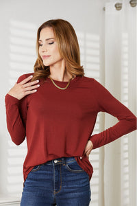 Essential Ease Long Sleeve Round Neck Round Hem Top