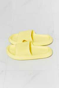 Sliding Into Comfort Open Toe Slide in Yellow
