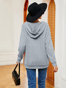 Everyday Ease Lace-Up Long Sleeve Hoodie (multiple color options)