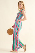 Load image into Gallery viewer, Jump For Joy Striped Smocked Sleeveless Jumpsuit

