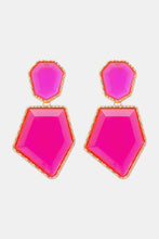 Load image into Gallery viewer, Geometrical Shape Zinc Alloy Frame Resin Dangle Earrings (multiple color options)
