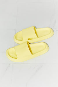 Sliding Into Comfort Open Toe Slide in Yellow