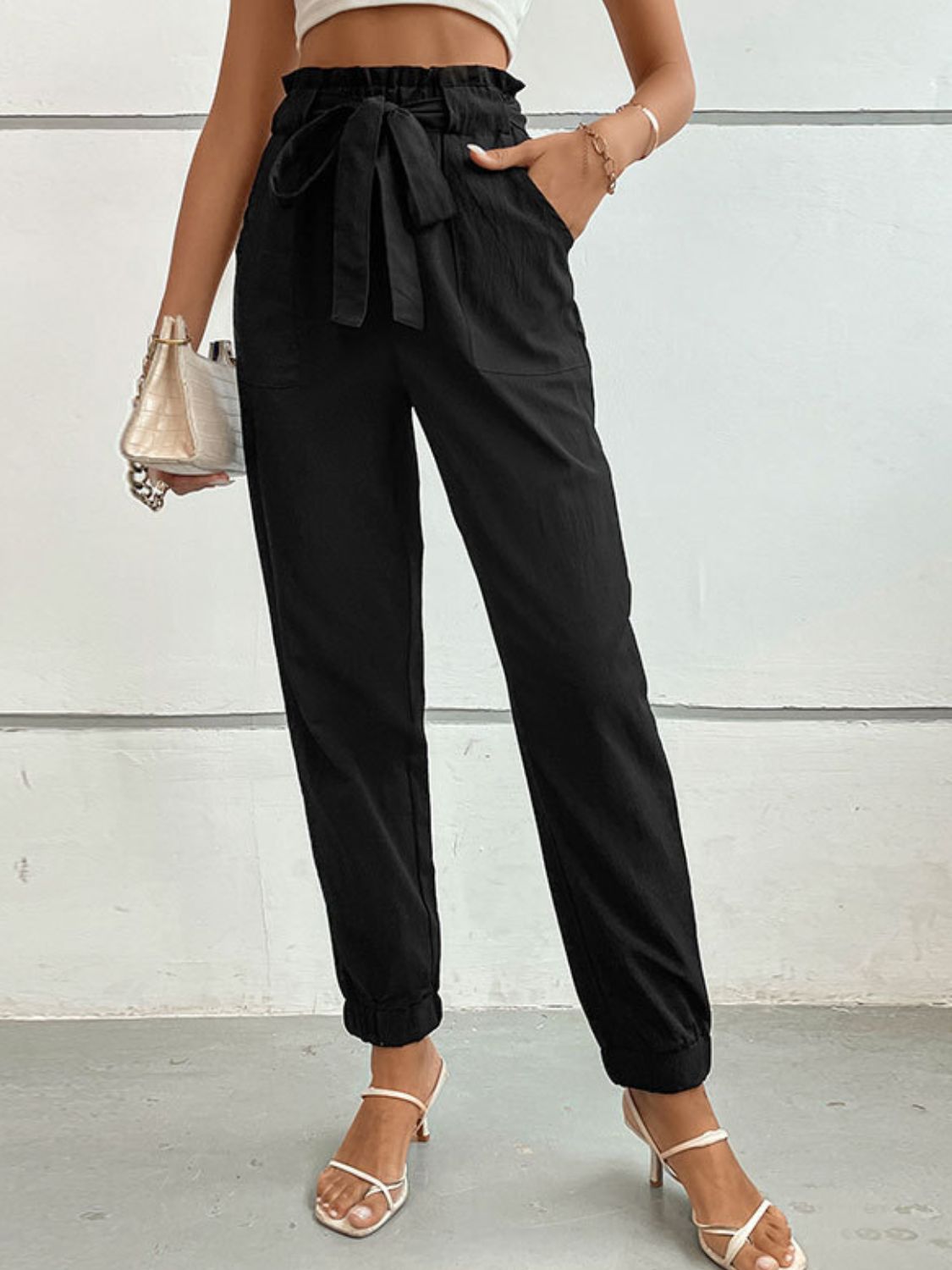 Prowling Panther Tie Front Long Pants