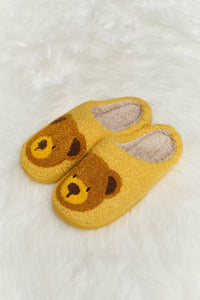 Teddy Bear Print Plush Slide Slippers (multiple color options)