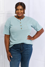Load image into Gallery viewer, Made For You 1/4 Button Down Waffle Top in Blue
