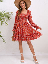 Load image into Gallery viewer, Autumn Romance Floral Smocked Square Neck Dress
