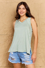 Load image into Gallery viewer, Talk To Me Striped Sleeveless V-Neck Top in Green
