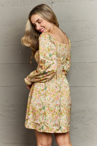 Walk Through The Meadows Floral Smocked Square Neck Dress