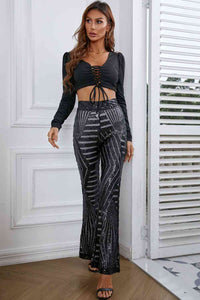 Funky Fusion Sequin High Waist Flared Pants (multiple color options)