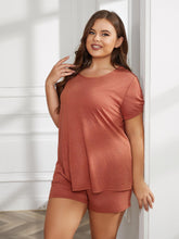 Load image into Gallery viewer, Simpler Times Round Neck Short Sleeve Two-Piece Loungewear Set (2 color options)
