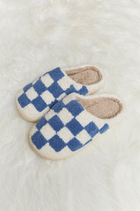 Checkered Print Plush Slide Slippers (multiple color options)