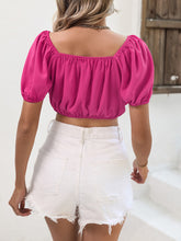 Load image into Gallery viewer, Sweet Strawberry Contrast Puff Sleeve Crop Top
