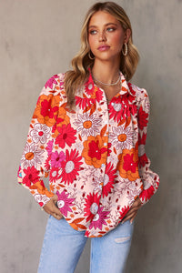 Printed Collared Neck Long Sleeve Blouse (multiple print options)
