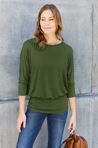 Not So Basic Round Neck Batwing Sleeve Top (multiple color options)