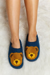 Teddy Bear Print Plush Slide Slippers (multiple color options)