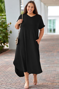 Relaxed Rhythm V-Neck Short Sleeve Maxi Dress (2 color options)