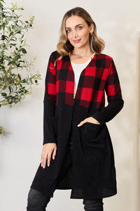 Christmas Stroll Plaid Open Front Cardigan