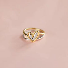 Load image into Gallery viewer, Dual Radiance: Two-Tone Heart 925 Sterling Silver Rings
