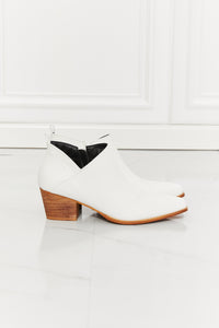 Trust Yourself Embroidered Crossover Cowboy Bootie in White