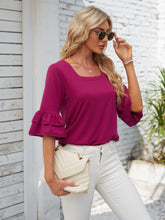 Load image into Gallery viewer, Ruffled Square Neck Half Sleeve Top (multiple color options)
