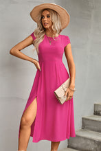 Load image into Gallery viewer, Pink-a-Boo Tie Back Cutout Round Neck Split Dress
