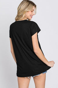 Let's Do This Front Button V-Neck Short Sleeve T-Shirt