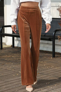 Fun Night Out High Waist Ribbed Velour Flare Pants