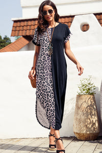 Jungle Queen Leopard Color Block Split Dress (multiple color options)
