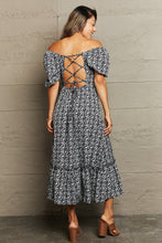 Load image into Gallery viewer, Meadow Magic Floral Lace-Up Off-Shoulder Midi Dress
