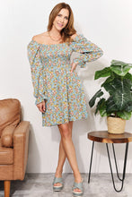 Load image into Gallery viewer, Walk Among The Flowers Floral Smocked Flounce Sleeve Square Neck Dress
