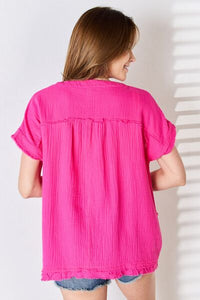 Living On Love Raw Hem Short Sleeve Top