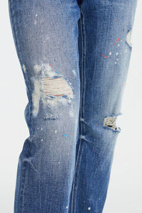 Chloe High Waist Distressed Paint Splatter Pattern Jeans by Bayeas