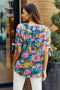 With Lots of Love Floral Tie-Sleeve Top