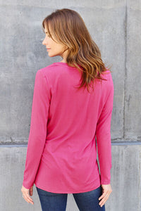 Everyday Happiness V-Neck Long Sleeve Top (multiple color options)