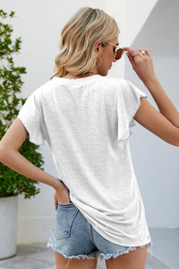 Nothing Casual Flutter Sleeve Notched Neck Top (multiple color options)