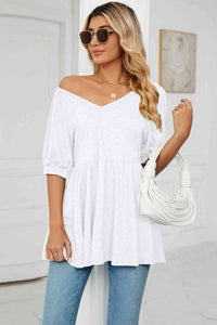 Basic Bliss V-Neck Babydoll Top (multiple color options)