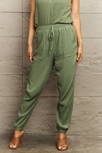 City Moves Tie Waist Long Pants with Pocket