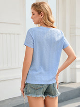 Load image into Gallery viewer, Clean Slate Eyelet Short Sleeve V-Neck Blouse
