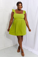 Load image into Gallery viewer, Sunny Days Empire Line Ruffle Sleeve Dress in Lime
