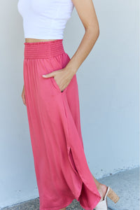 Comfort Princess High Waist Scoop Hem Maxi Skirt in Hot Pink