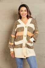 Load image into Gallery viewer, Fall Bucket List Striped Button Down Longline Cardigan with Pockets
