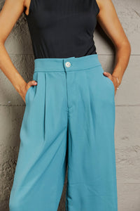 Cool And Carefree Wide Leg Buttoned Pants