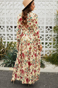 Weekend Away Floral Frill Trim Flounce Sleeve Plunge Maxi Dress (2 color options)