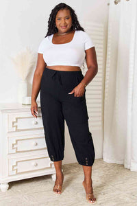 Be You Decorative Button Cropped Pants