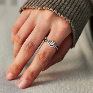 Dual Hearts Embrace: 925 Sterling Silver Double Heart-Shaped Rings