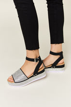 Load image into Gallery viewer, Rhinestone Buckle Strappy Wedge Sandals
