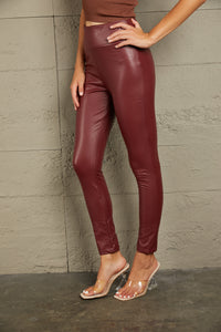 Sleek and Chic Vegan Leather High Waist  Straight Pants (2 color options)