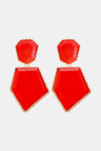 Load image into Gallery viewer, Geometrical Shape Zinc Alloy Frame Resin Dangle Earrings (multiple color options)
